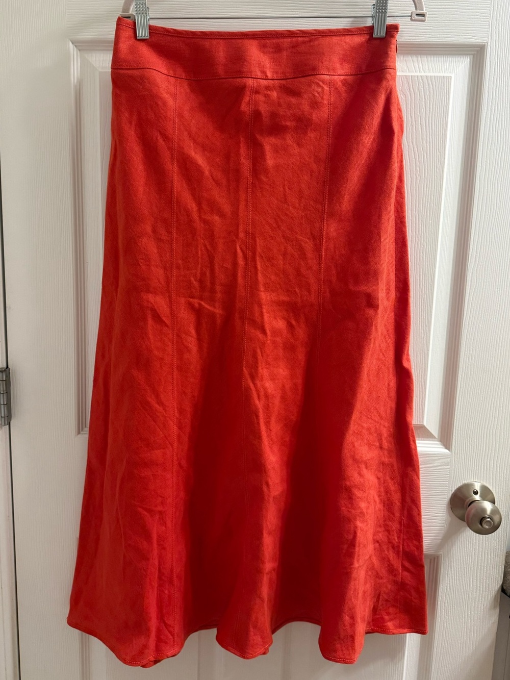 Orange Pure Irish Linen Midi Talbots Skirt